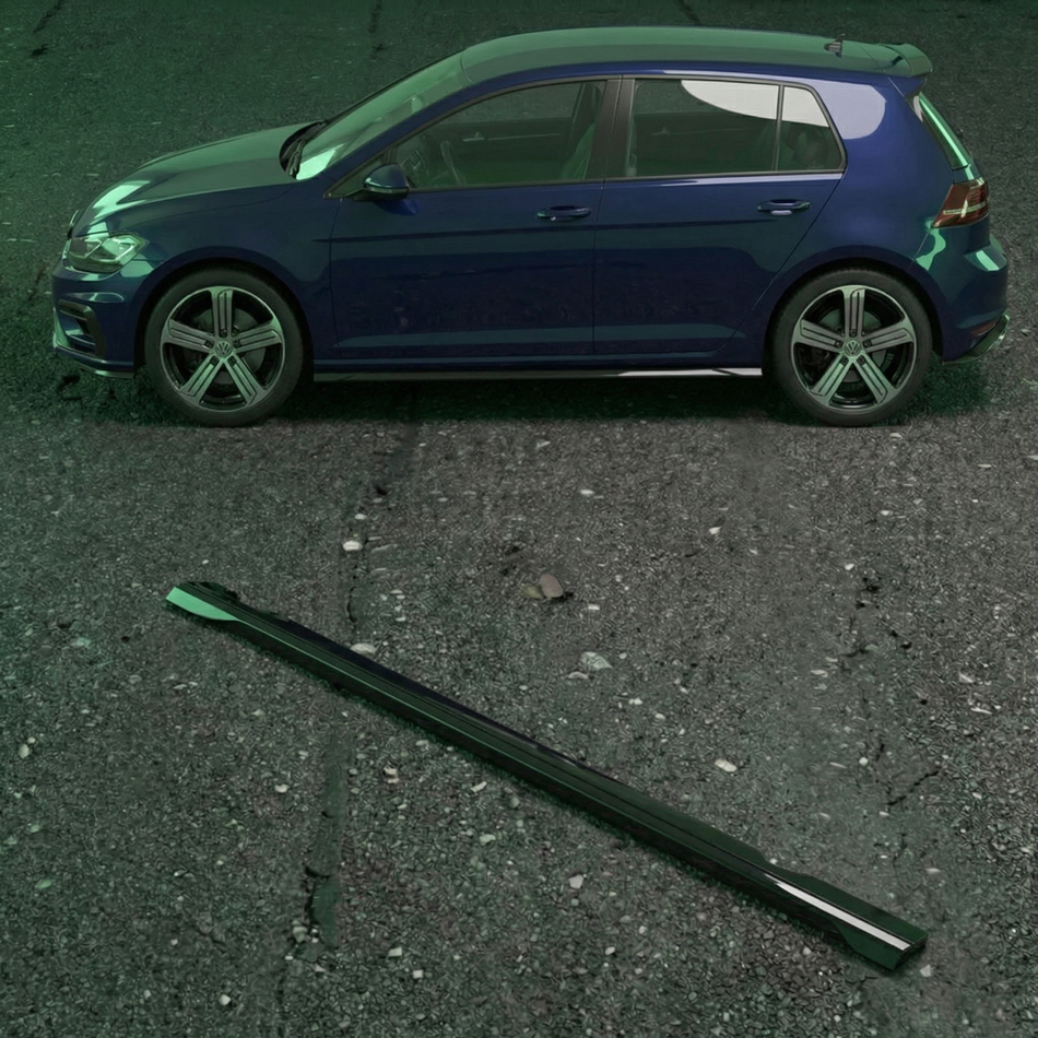 Apex Aero Design APX-G7R-SS Taloneras Laterales (Set 2 Piezas, Negro Brillo) – Estilo Deportivo para Volkswagen Golf Mk7 R (2013-2016)