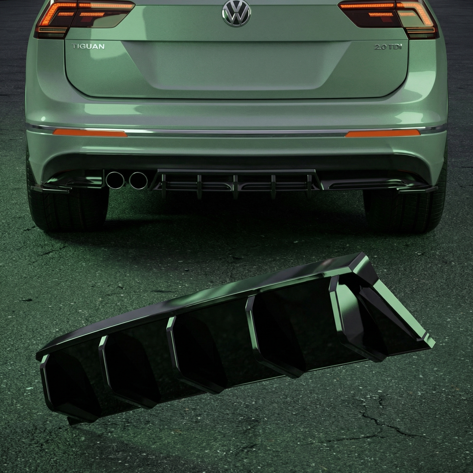 Apex Aero Design Extensión de Parachoques Trasero (Negro Brillante) – Estética Deportiva para VW Passat Mk2 R-Line (2015–2020)