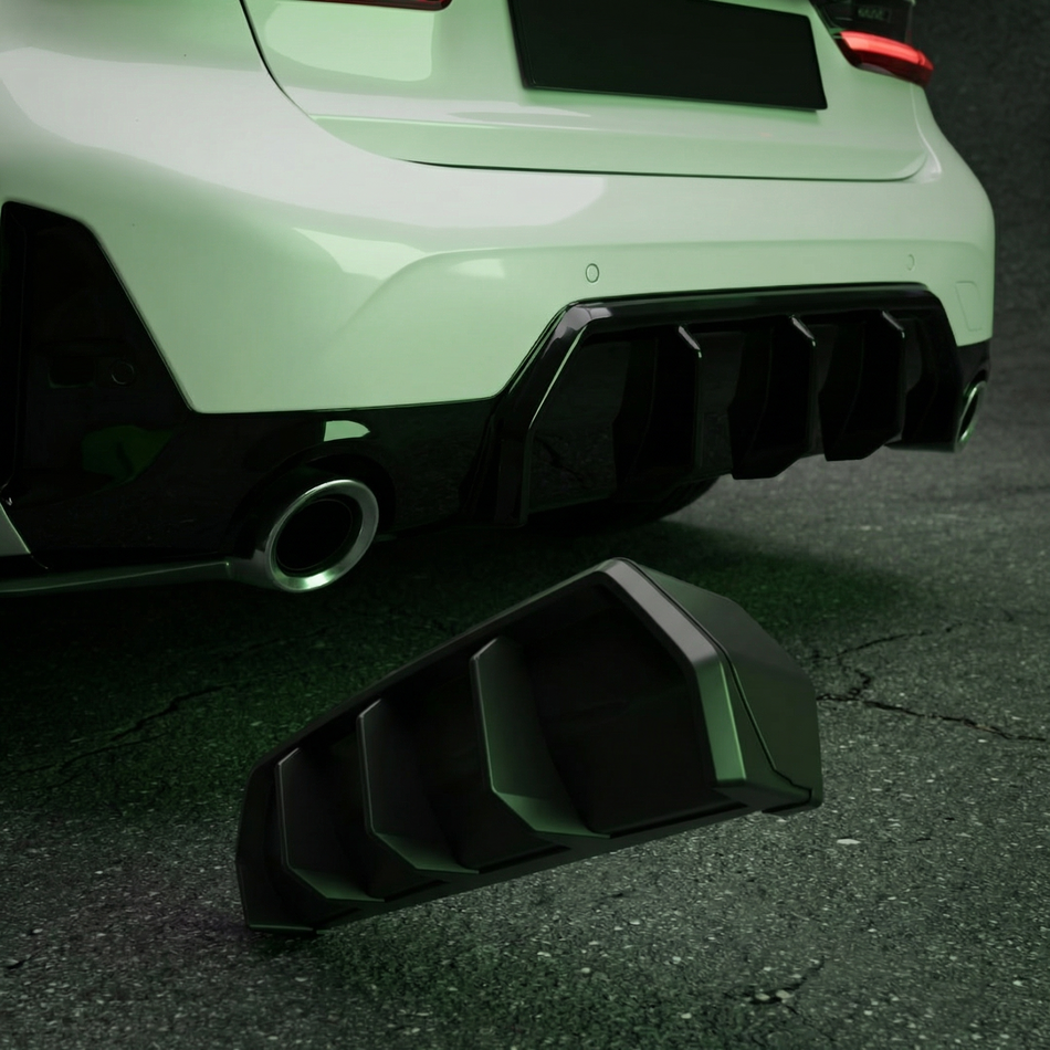 Apex Aero Design Extensión de Parachoques Trasero (Negro Brillo ABS) – Estética Deportiva para BMW Serie 3 G20/G21 M-Pack Facelift (2022+)
