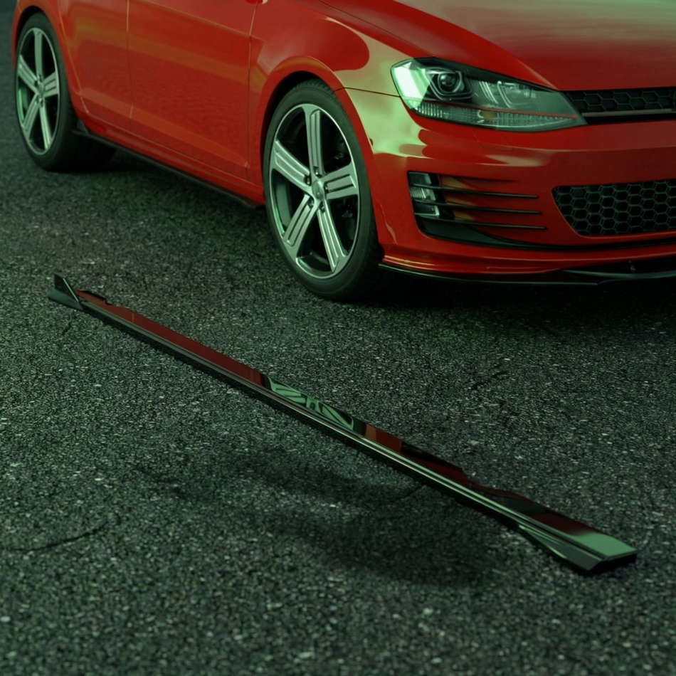 Apex Aero Design Juego de Taloneras Laterales de 2 Piezas (Negro Brillo) – Estética Deportiva para Volkswagen Golf Mk7 GTI (2013-2016)