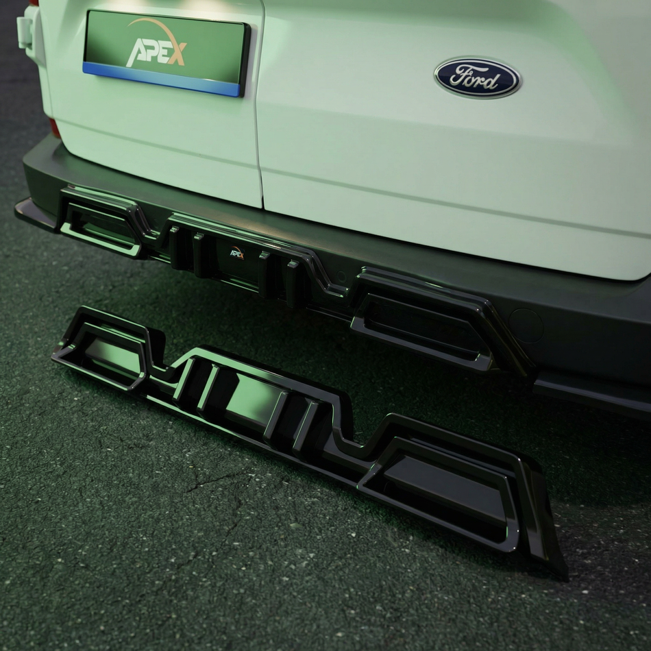 Apex Aero Design Extensión de Parachoques Trasero (Negro Brillo) – Estética Deportiva para Ford Transit Custom Mk2 (2023+)