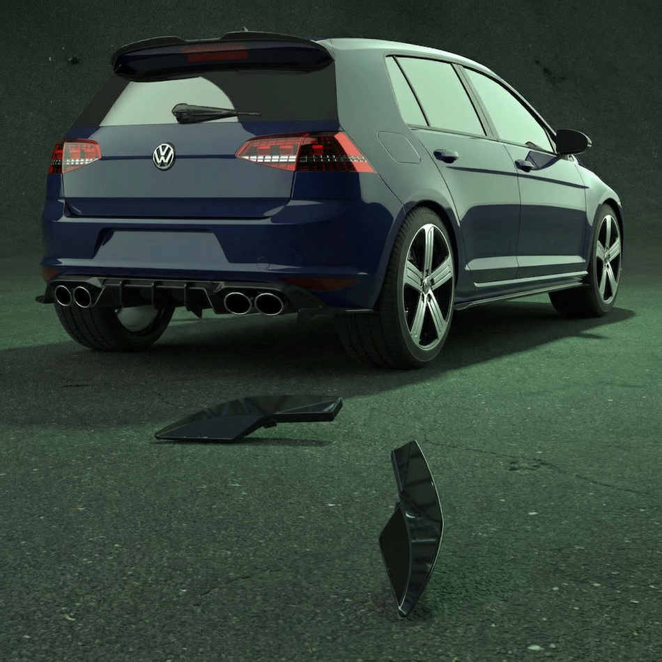 Apex Aero Design Rear Side Splitter (2 Piezas) - Estética Deportiva para Volkswagen Golf Mk7.5 R (2017-2020)