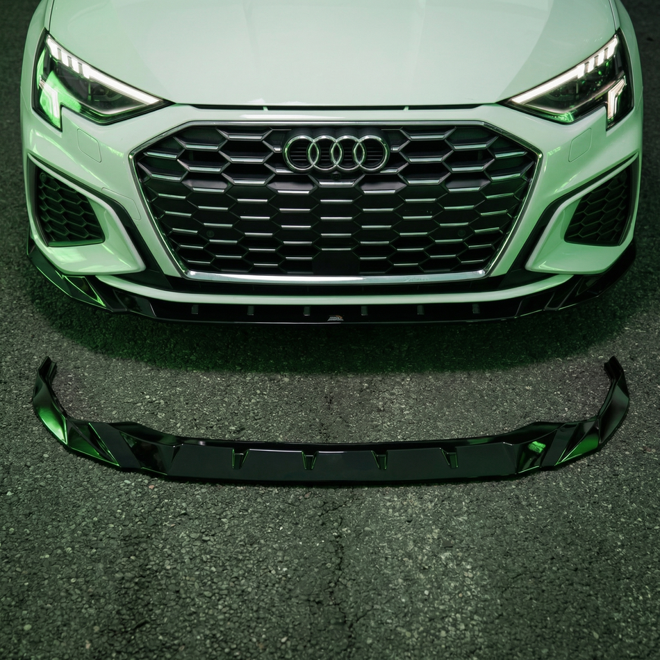 Apex Aero Design Splitter Delantero Audi A3 S-Line 8Y Facelift (ABS Negro Brillo) – Mejora Aerodinámica para Audi A3 2020-2024