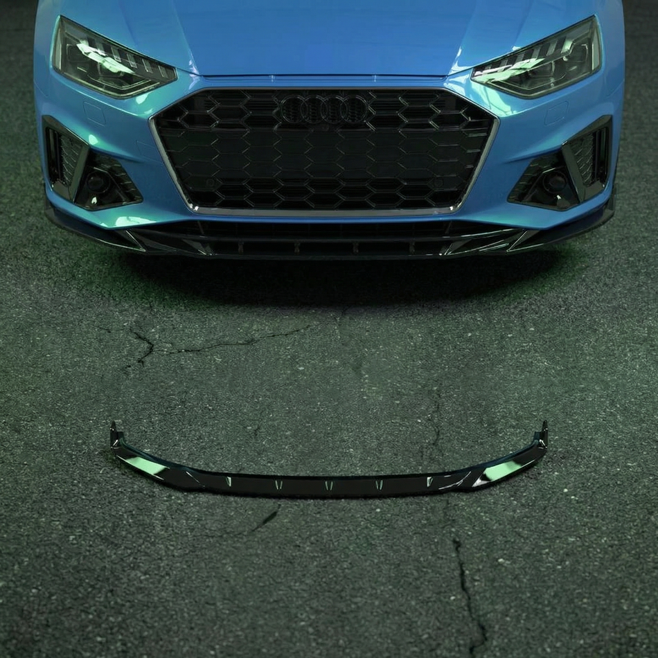 Apex Aero Design Splitter Delantero Negro Brillo (ABS) – Mejora Aerodinámica para Audi A4 S-Line / S4 B9 Facelift (2019-2024)