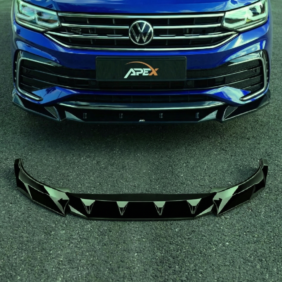 Apex Aero Design Splitter Delantero Negro Brillo (ABS) – Estética Deportiva para VW Passat R/R-Line Mk2 Facelift (2020-2024)