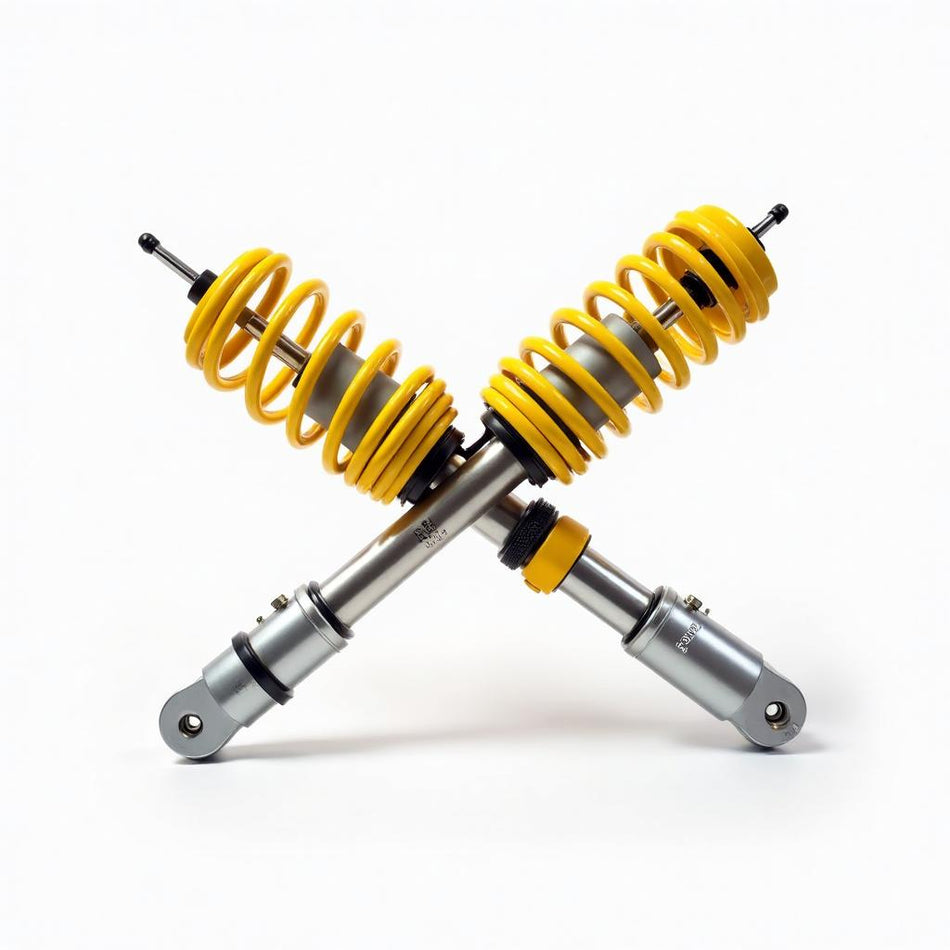 Adjustable coilover suspension kit with yellow springs