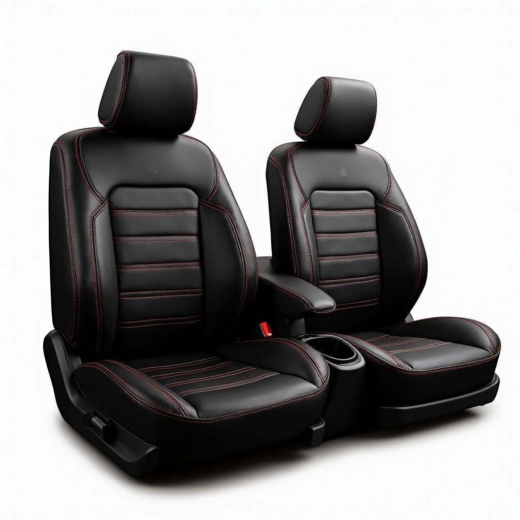 Premium black car seat covers with red stitching